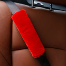 2pcs Car Seat Belt Cover Fluffy Safety Belt Shoulder Pad Protector (Red) A