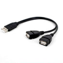 2.0 A Male To 2 Dual USB Female Jack Y Splitter Hub Power Cord Adapter Cable New