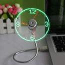Desktop Mini Flexible Gooseneck LED Clock USB Fan For PC Notebook Time Di hv2n