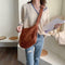 Solid Crossbody Handbag Women PU Leather Large Shoulder Bag (Light Brown)