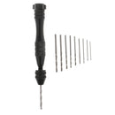 Aluminium Hand Drill Rotary Tools + 10x Twist Drill Bit 0.5mm-3.0mm Black