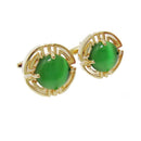 Mens Round Green Opal Cufflinks Shirt Business Cuff Links Wedding Jewelry