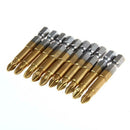 10 x Anti Slip Electric Screwdriver Bits Single Side Magnetic Hex Shank PH2