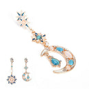 Style Fashion Star Sun Moon Rhinestone Crystal Stud Dangle Pretty Earrings JR