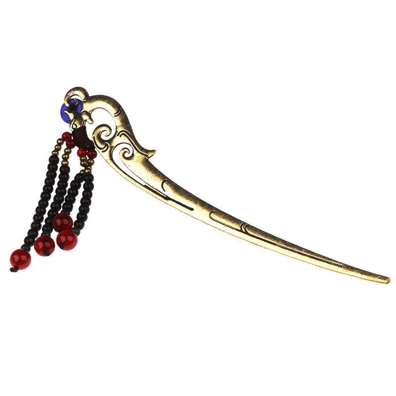 Wedding Retro Hair Clasp Hairpin Chinese Tassel Beads Slide Metal Hair Stick