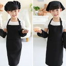 Kids Full Apron Bib Set with Pocket and Hat Sleeves Craft Kitchen Chef Cook A4F5