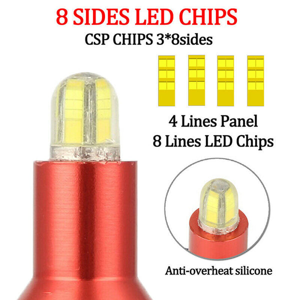 Pair H11 H8 H9 1800W 270000LM 4-Sides LED Headlight Kit Hi/Lo Power Bulb 6000k U