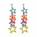 Multi-Color Exaggerated Stars Tassel Earrings Ladies Hollow Five-Pointed St