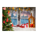 Christmas Background Cloth Party Snow Santa Claus Tree Photographic Family Decor
