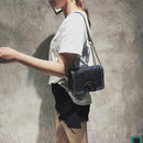 Sequins Bags Leather Splicing Women Shoulder Crossbody Square Bag (Black) A