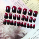 24pcs/pack black&red french false nails nail art design nail tips with glue-y