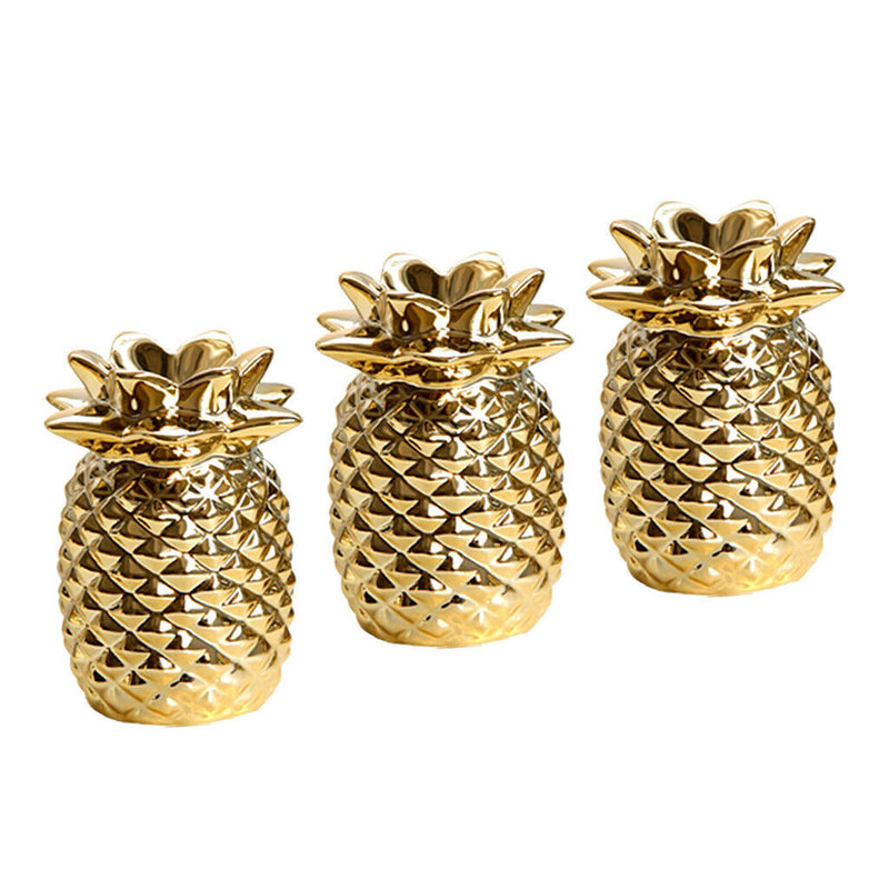 3x Ceramic Pineapple Shape Statue Desktop Display Home Office Cafe Decor