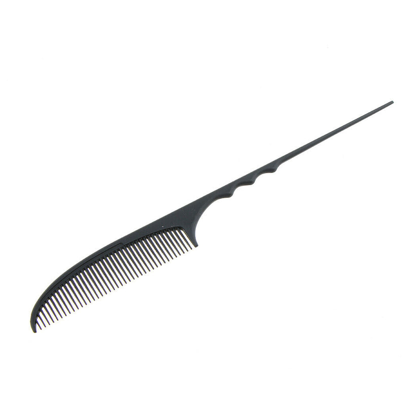 Carbon Fiber Fine-tooth Pin Hairdressing Hair Styling Rat Tail Comb Black