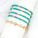 Summer Blue Handmade Turquoise Beads 5 Piece Set Ladies Bracelet Metal Simp