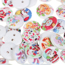 50Pcs Random Mixed Christmas Pattern Wooden decorative Buttons For Sewing De  FT