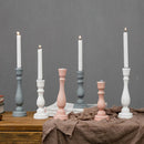 Candlestick Pillar Candle Stand Tealight Holder for Dinner Party-Gray-L