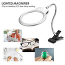 Magnifier Clip-on Lighted Table Desk LED Clamp Lamp 2x 5x Magnifying Glass