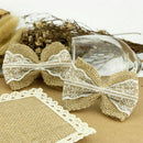 Wedding Party Home Ornaments White Lace Natural Burlap Bowknot Bows Decor