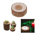 Rustic Log Wood Candle Holder Table Centerpiece Decoration Tea Light Holders
