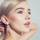 Retro Turquoise Feather Drop Earrings Ethnic Style Ear Hook Women Jewelry
