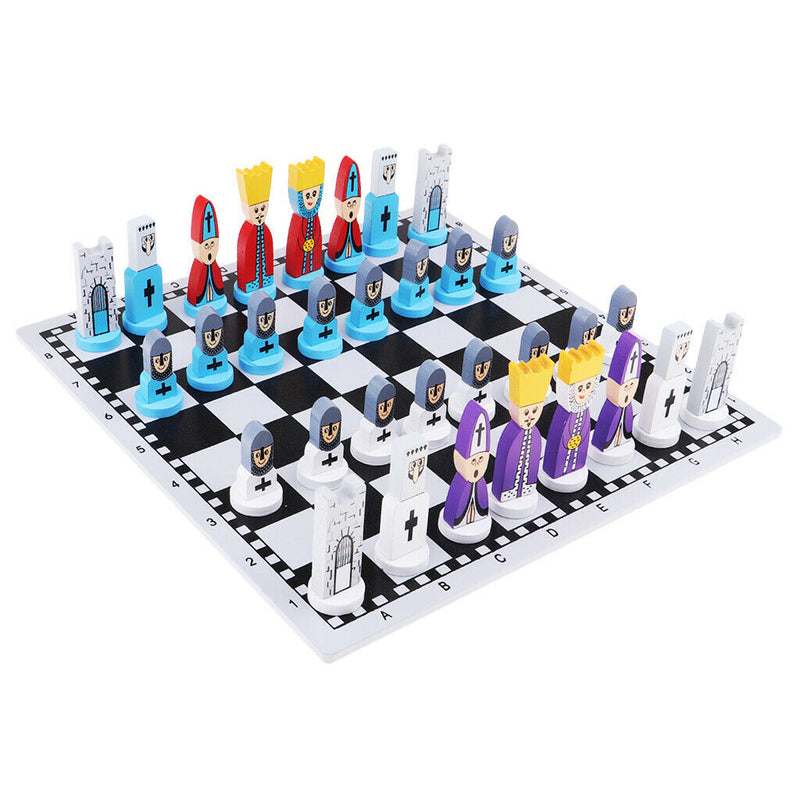 Handmade European Wooden Chess Set with 11 Inch Board and Chess Pieces