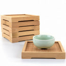 12X Natural Bamboo Teacup Square Saucer Tea Cup Hand Tray Craft Pad Mat 100 P9G2