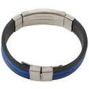 5X(Stainless Steel Flames Black Blue Silicone Bangle Cuff Bracelet Wristba Q9L2)