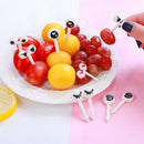 10Pcs reusable eye mini fruit fork sign cartoon kids food picks desert`toothpi^