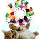 10Pcs/set False Mouse Pet Cat Toys Mini Playing Toys with Colorful Feather P A