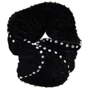 Ladies Faux Rhinestone Decoration Elastic Velvet Hair Tie Scrunchy Holder B U7I2