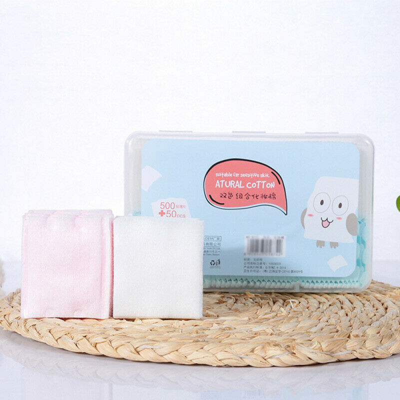 500 Thin+50 Thick Cotton Pad Lint Free Facial Eye Clean Makeup Remover Too NIG