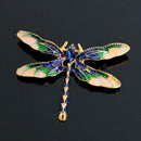 Colorful Women Dragonfly Crystal Drip Brooch Enamel Insect Lapel Pin (Blue)