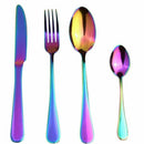4 Pcs / Set Stainless Steel Rainbow Cutlery Set Dinnerware Set Western Food G2M3