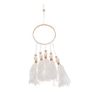 Wooden Beads Tassel Ring Wall Hanging Ornament Kid's Room Decor Craft White