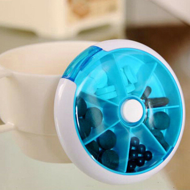 7Grids Round Medicine Vitamin Box Case Storage Dispenser Durable New