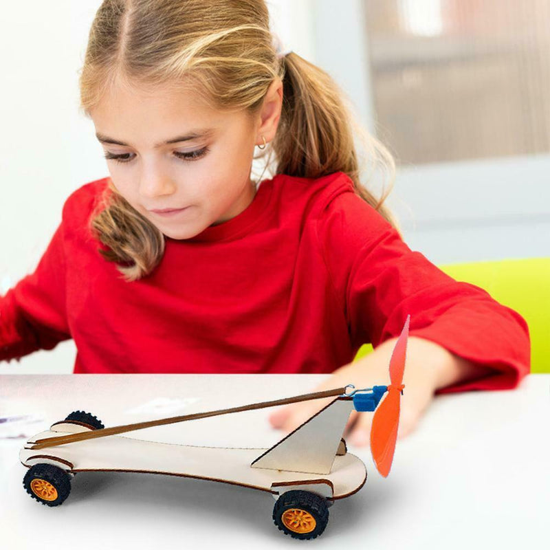 Rubber Band Power Car DIY Science Experiment Kits Fun School Project Gift