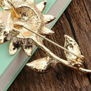 Womens Brooch Pin Sunflower Alloy Enamel Inlay Crystal Dress Shirt Suit Sweater