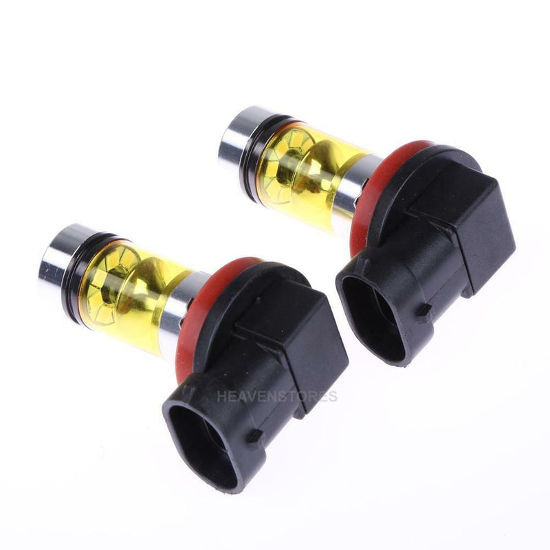 2 X High Power Led Lights 100W H8 H11 Yellow Fog Light 2828 20LED Headlight Lamp