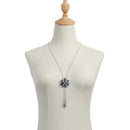 Women Cubic Zirconia Flower Long Adjustable Chain Pendant Sweater Necklace  I7M9
