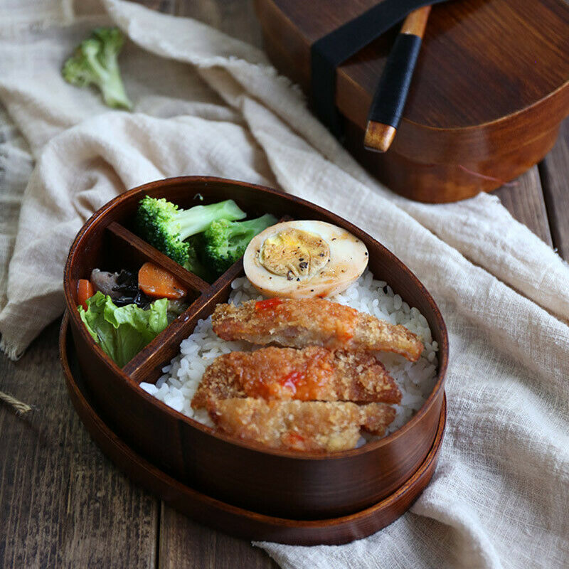 Wooden Lunch Boxs Food Containers Japanese Style Bento Lunchbox for Childre L1X7