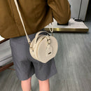Women Round Shoulder Bag Alligator PU Circle Zip Crossbody Handbag (Beige)
