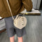 Women Round Shoulder Bag Alligator PU Circle Zip Crossbody Handbag (Beige)