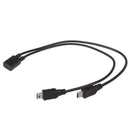 Mini USB 2.0 Female To Dual 2 Male Splitter Cable Y Extension Charger Adapte@