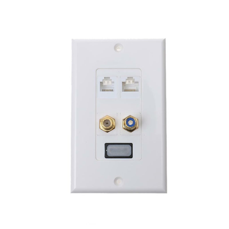 1080p Single Port 1-Port HDMI Wall Plate RCA F Audio Dual Ethernet RJ45 Jack