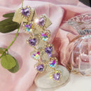 Fashion Rhinestone Heart Dangle Ear Stud Women Long Drop Earrings Jewelry