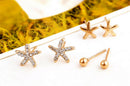 3pairs/bag Bright Starfish Shaped EarringsBDor Women Ear Stud Earings Jewelr Kw