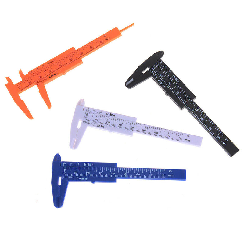 1x Mini sliding vernier caliper plastic measure ruler gauge double scale 80mm Cy