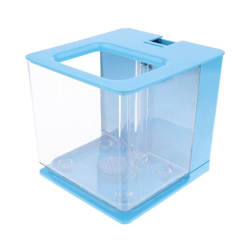 Self Cleaning Acrylic Fish Tank Bowl for Office Home Creative Gifts Blue