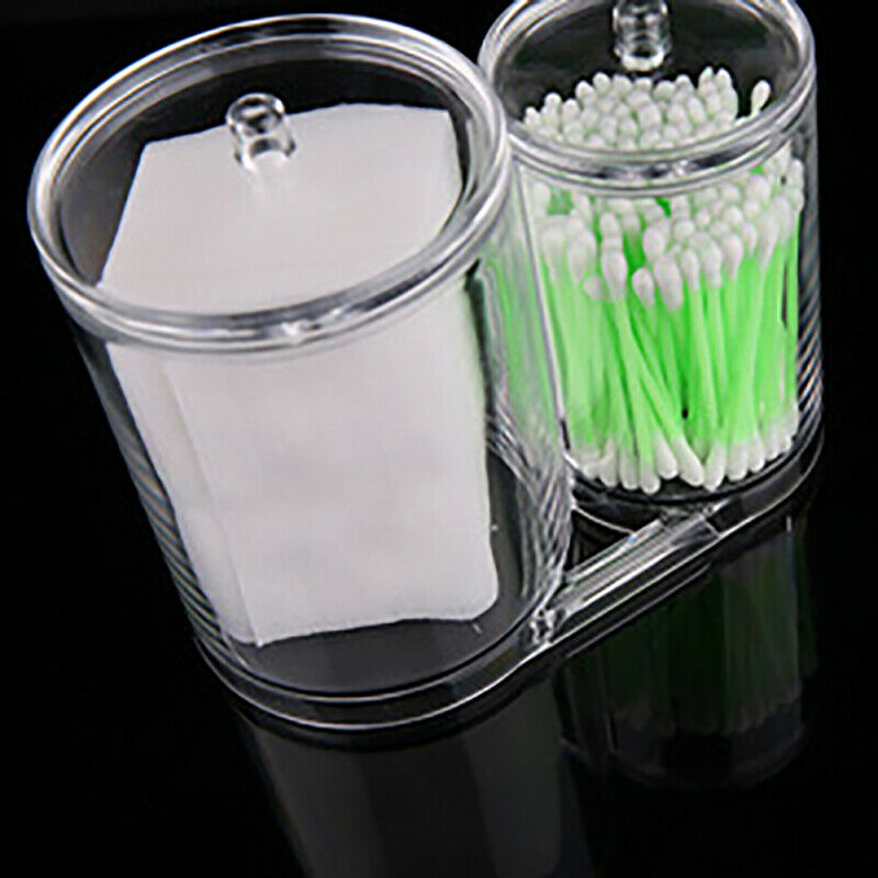 Clear Round Container Cosmetic Makeup Cotton Pad Organizer Jewelry Holder Box