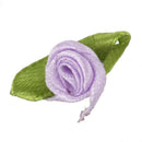 100 Pcs Mini Satin Ribbon Rose Flower Leaf Wedding Decor Appliques Sewing D J6R8